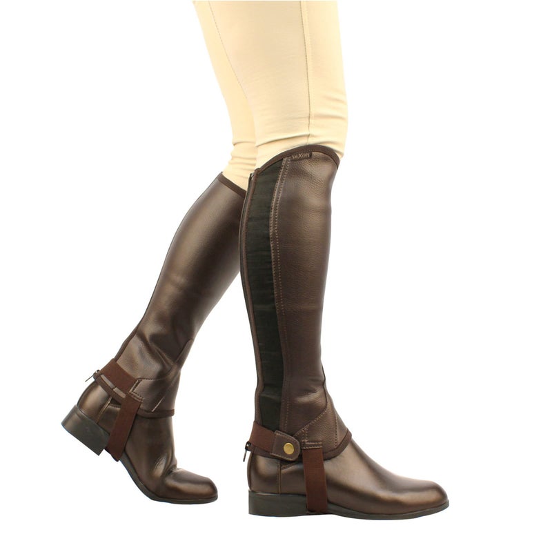 Saxon Equileather Half Chaps, Brown, Adults Medium